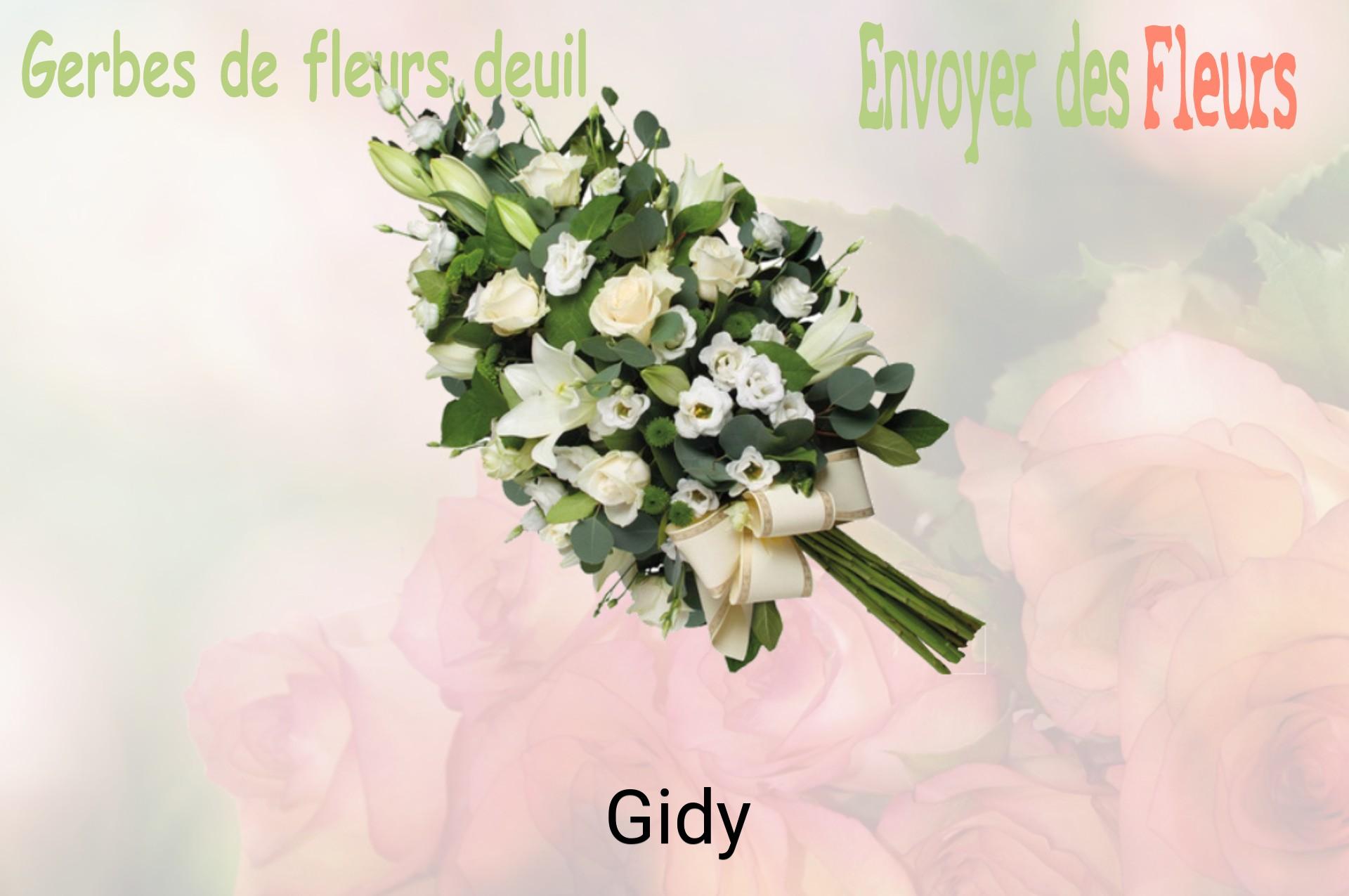 Gerbe de fleurs de deuil livrée à Gidy